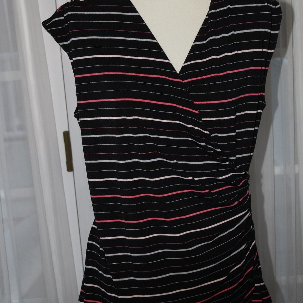 Ann Taylor Black Stripped V-Neck top